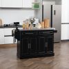 HOMCOM Portable Kitchen Island Cart, Black, on Wheels with Stainless Steel Top, Storage Cabinets, Spice Rack