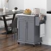 HOMCOM Kitchen Island on Wheels, Gray, with Drawer, Stainless Steel Top, Utility Cart with Towel & Spice Rack