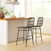 HOMCOM Rattan Counter Bar Stools Set of 2, 26" Counter Height Barstools with Back, Bar Chairs for Kitchen Island, Black