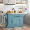 HOMCOM Narrow Kitchen Island, Mobile Island Cart with Hiding Wheels, 2 Drowers, Spice Rack Towel, for Home, Dinning Room, Teal Blue