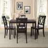 TOPMAX 5-Piece Dining Table Set Home Kitchen Table and Chairs Wood Dining Set, Espresso+Black
