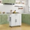 HOMCOM Rollable Kitchen Island with Power Outlets, Drawer, Doors & Versatile Storage on Wheels, White