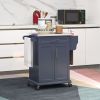 HOMCOM Rolling Island on Wheels, Small Kitchen island cart with Storage, Stainless Steel Countertop for Dining Room, Deep Blue