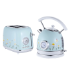 PS823NT Rapid Boiling Electric Kettle, Light Blue Floral Electric Kettle, Retro STRIX Temperature Controller + Water Level Gauge, 2200W,1.8L SUS304