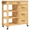 Kitchen Trolley MONZA 33.1"x15.7"x35.4" Solid Wood Pine