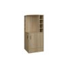 FM FURNITURE Toyei Corner Bar Cabinet with Bottle Rack, Open Shelves, and Hidden Storage, Natural Oak