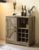 Wine Bar Cabinet for Liquor and Glasses, Farmhouse Coffee Bar, Cabinet with Wine Rack Barn Door Buffet Sideboard Cabinet with Drawer