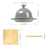 HAWOK Enameled Cast Iron Garlic Roaster with Bamboo Tray, 5-Inch, BBQ Grill Garlic Baker, Mini Cocotte, Set of 2, Grey
