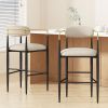Barstools Set of 2, Counter Height Upholstered Bar Stools with Backs and Iron Legs for Kitchen Island, Beige Fabric Seating 260LBS Weight Capacity