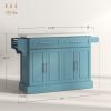 HOMCOM Narrow Kitchen Island, Mobile Island Cart with Hiding Wheels, 2 Drowers, Spice Rack Towel, for Home, Dinning Room, Teal Blue