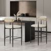 Barstools Set of 2, Counter Height Upholstered Bar Stools with Backs and Iron Legs for Kitchen Island, Beige Fabric Seating 260LBS Weight Capacity
