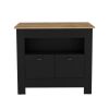 Kitchen Island Geneva, Kitchen, Black / Macadamia
