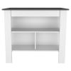 Cala Kitchen Island; Four Legs; Three Shelves -White / Onyx