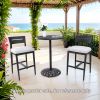 Modern Outdoor 2PC Bar Stools, Aluminum Patio Bar Chair with Ergonomic Backrest, Tapered Legs, Footrest, Ember Black, Sunbrella Cushion