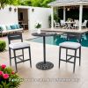 Modern Outdoor 2PC Bar Stools, Aluminum Patio Bar Chair with Ergonomic Backrest, Tapered Legs, Footrest, Ember Black, Sunbrella Cushion