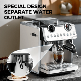 PS905A Semi-Automatic Coffee Maker with 2850W Coffee Bean Grinder, 20Bar Espresso Machine, ULKA High-Pressure Pump, Vintage Pressure Gauge (PS905A: PS905A)