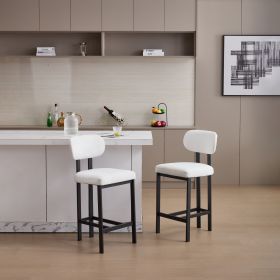 Bar Stools Set of 2, 26 inch Modern Upholstered Fabric Counter Height Barstools (Color: as Pic)
