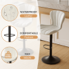 Modern Bar Stools Set of 2 Faux Leather Upholstered Swivel Barstools Counter Height Bar Chairs Waterproof for Island Kitchen