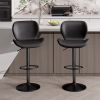 Bar Stools Set of 2, PU Leather Counter Height Barstools with Back, Height Adjustable Swivel Bar Chairs, Modern Armless Kitchen Island Stool