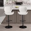 Bar Stools Set of 2, PU Leather Counter Height Barstools with Back, Height Adjustable Swivel Bar Chairs, Modern Armless Kitchen Island Stool