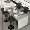 Modern Bar Stool Set of 2, Adjustable Faux Leather Upholstered Swivel Counter Stools, Counter Height Barstools with Back for Kitchen Island