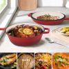 Enamel cast iron soup pot with handle, suitable for ceramic, gas, induction cooker or barbecue grill