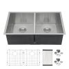 Lordear Undermount Kitchen Sink Double Bowl 18 Gauge Gunmetal Black Stainless Steel Sink