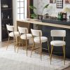 Set of 2 modern teddy fabric upholstered bar stools - Metal base high stool - Suitable for kitchen