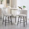 Counter Height Swivel Bar Stools Set of 2, 360Â° Swivel Upholstered Barstools with Back and Metal Legs, 25.6" Seat Height