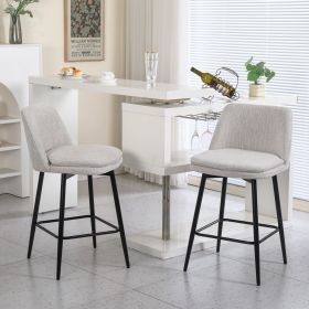 Counter Height Swivel Bar Stools Set of 2, 360Â° Swivel Upholstered Barstools with Back and Metal Legs, 25.6" Seat Height (Color: as Pic)