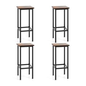 Bar Stool with Metal Legs and Footrest (Color: Rustic Brown, Type: 4 pcs)