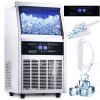 Commercial Ice Maker Machine, 90/110LBS/24H Under Counter Ice Maker, Stainless Steel Freestanding Ice Machine ,Self-Cleaning, Scoop