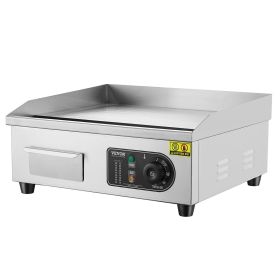 VEVOR Commercial Electric Griddle, 1700W Countertop Flat Top Grill, 122°F-572 °F Adjustable Temp (Flatbed Type: Full Flat, Pan Size: 18 inch)