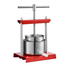 VEVOR Fruit Wine Press, 0.53 Gallon/2L, 2 Stainless Steel Barrels, Manual Juice Maker (Plate Material: Stainless steel, Crossbar Structure: T-Shaped Structure)