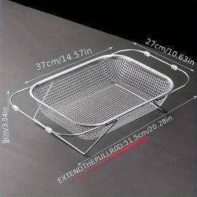 Expandable Stainless Steel Kitchen Sink Drain Basket - Adjustable Dish, Bowl & Cutlery Washing Rack with Space-Saving Design, Drains Forks, Knives (Capacity: XL)