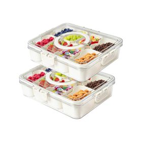 Snack Platter Organizer Storage Box with Lid for Candy Nuts (Color: Cream White, Type: Kitchenware)