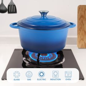 Cast iron Dutch POTS can be used for cooking, baking and refrigeration. (Color: Dark Blue)