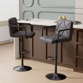 The back of the bar counter chair is equipped with a height-adjustable pull rod, which can be adapted to bars or islands of different heights (Color: Dark Grey)