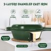Enamel cast iron soup pot with handle, suitable for ceramic, gas, induction cooker or barbecue grill