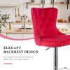 Set of 2 Velvet Bar Stools, Swivel Counter Height Stools with Nailhead Trim and Button Accents, Adjustable Bar Chairs for Kitchen Island, Pub, or Club