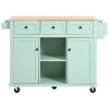 Kitchen Cart with Rubber wood Drop-Leaf Countertop ,Cabinet door internal storage racks