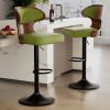 The 2-piece PU leather bar stool set features high-density foam and an L-shaped curved backrest