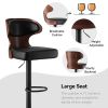 The 2-piece PU leather bar stool set features high-density foam and an L-shaped curved backrest