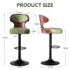 The 2-piece PU leather bar stool set features high-density foam and an L-shaped curved backrest