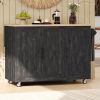 51.2"W Geometric Twill Stripe Textured Design Kitchen Island with Drop Leaf, Farmhouse Kitchen Island on Wheels with Internal Storage Rack