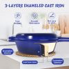 Enamel cast iron soup pot with handle, suitable for ceramic, gas, induction cooker or barbecue grill