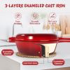 Enamel cast iron soup pot with handle, suitable for ceramic, gas, induction cooker or barbecue grill