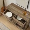 Farmhouse Buffet Cabinet with Storage Sideboard with 2 Drawers, Wine Bar Cabinet with Removable Wine Racks Storage Shelves