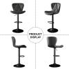 Modern Bar Stool Set of 2, Adjustable Faux Leather Upholstered Swivel Counter Stools, Counter Height Barstools with Back for Kitchen Island