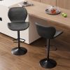 Bar Stools Set of 2, PU Leather Counter Height Barstools with Back, Height Adjustable Swivel Bar Chairs, Modern Armless Kitchen Island Stool